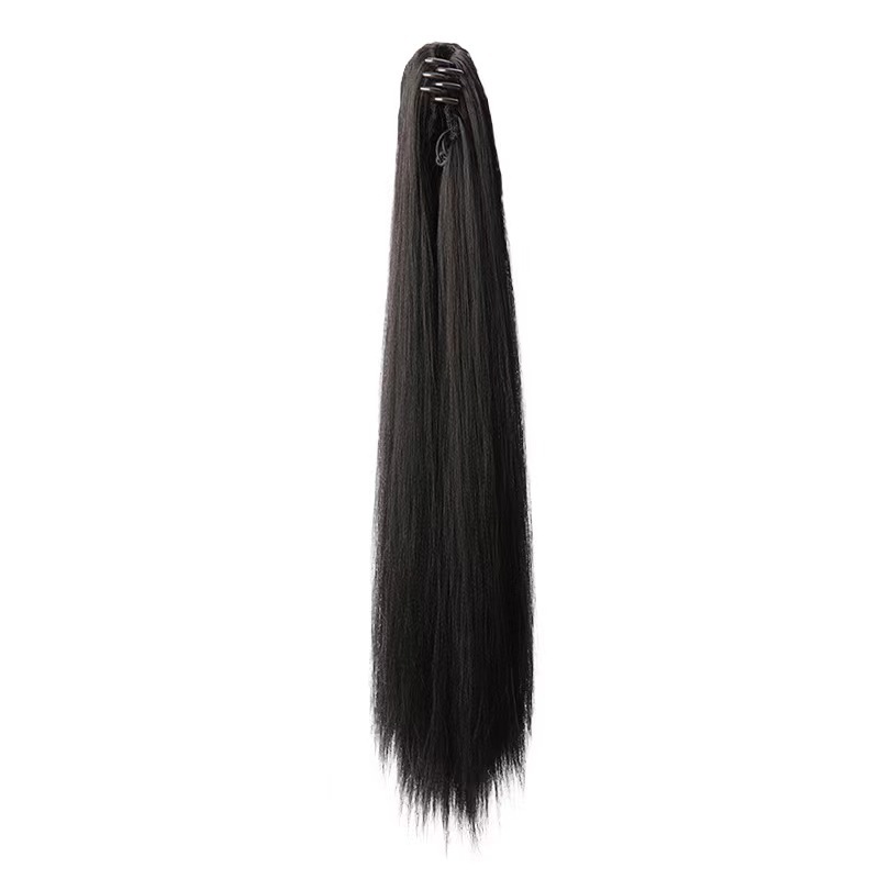 wig female ponytail clip on yakes fluffy natural small clip long straight ponytail_voghion.com