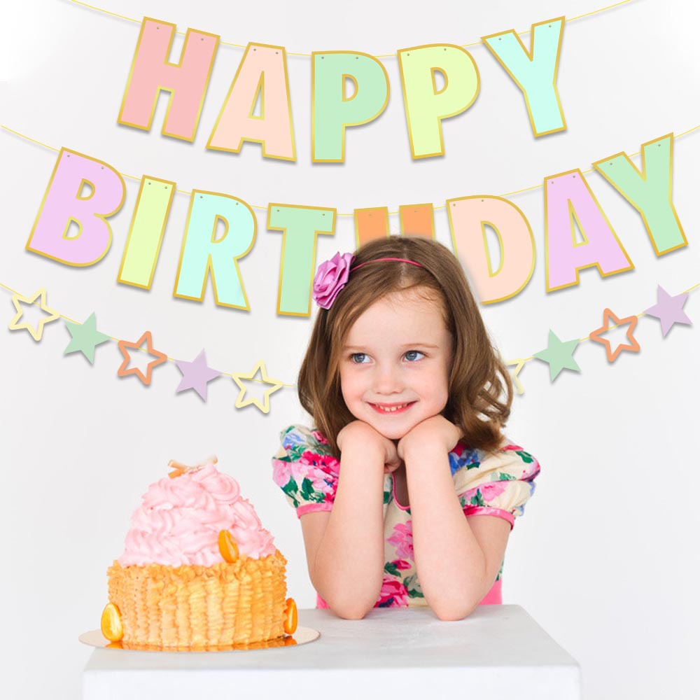 Nueva fiesta de cumpleaños decoración cumpleaños tire bandera macaron tema Feliz cumpleaños tire bandera cumpleaños decoración suministros