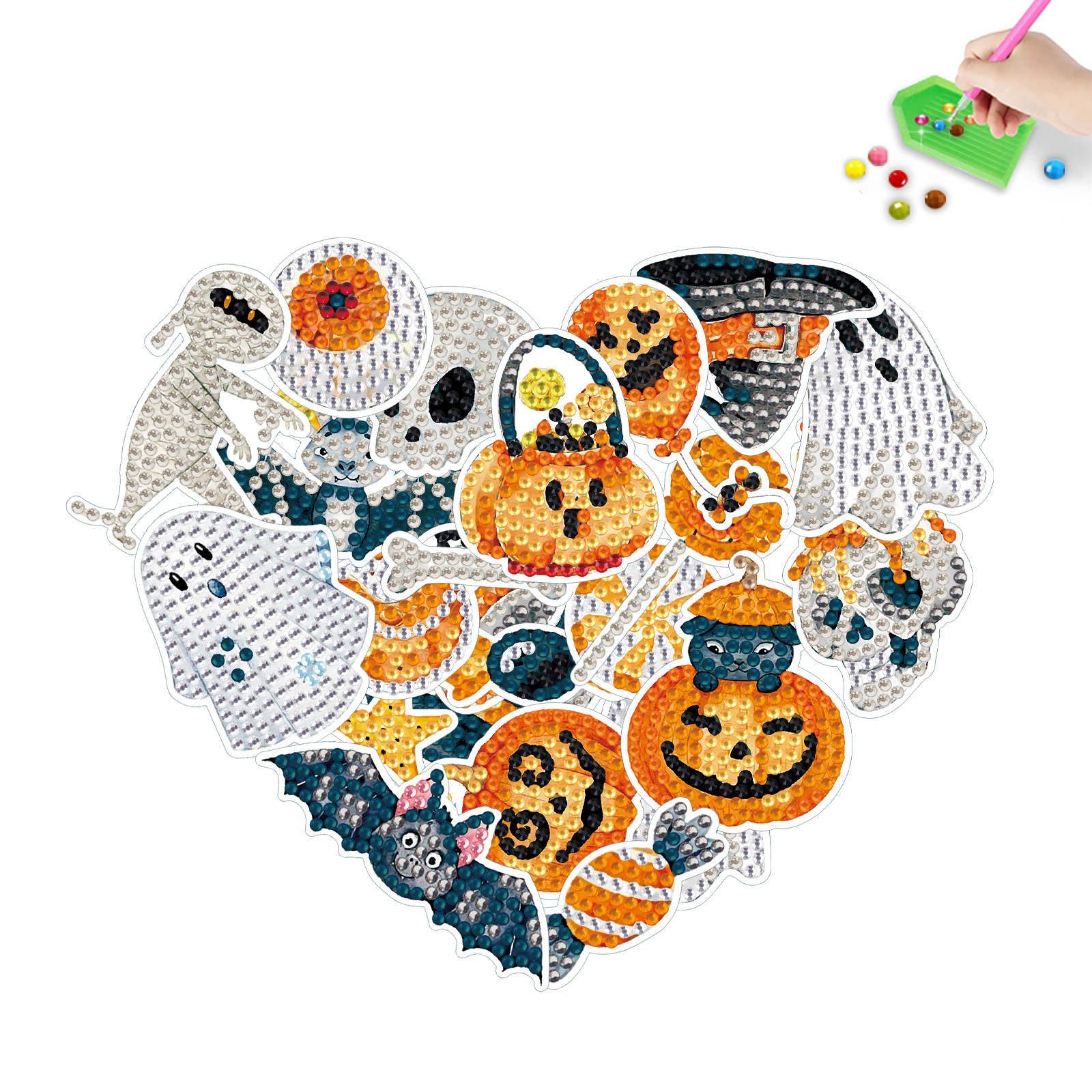 Venta caliente dibujos animados Halloween pintura de diamantes pegatinas al azar pintura de mampostería de bricolaje pegatinas de pared pegatinas hechas a mano pegatinas