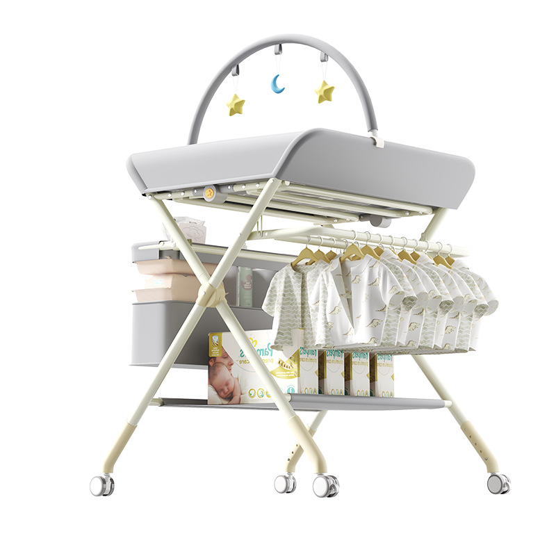 Mesa de cambio de pañales para bebés recién nacidos, mesa de cama de baño de masaje plegable multifuncional image 6