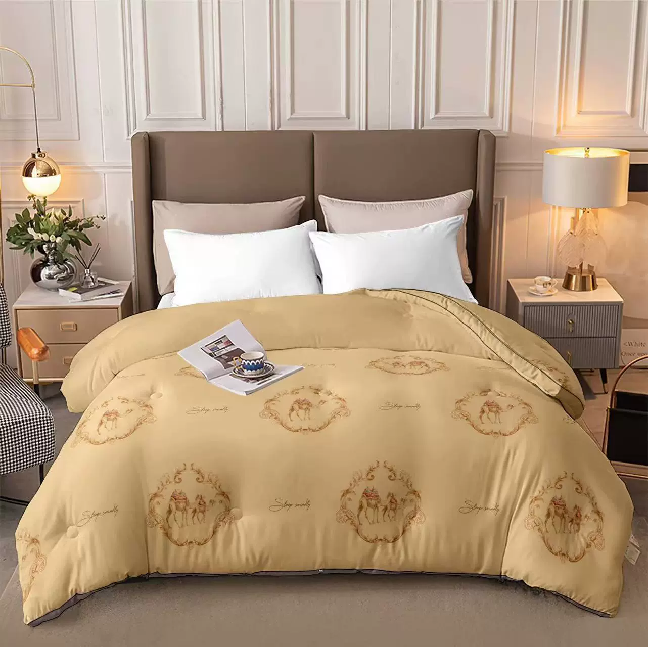 新款驼绒被石墨烯驼毛被加厚保暖印花冬被春秋被学生被芯礼品被子