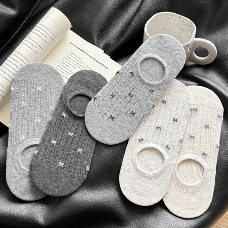 Носки с бантами Женские носки Летние тонкие, легкие, японские противоскользящие