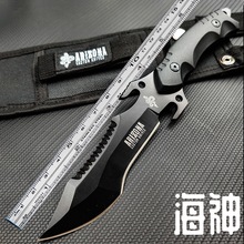 海神户外刀随身刀直刀野营刀具收藏刀冷兵器生存锋利大马士革