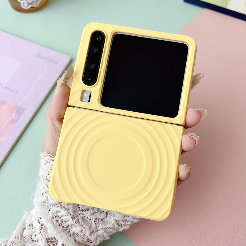 Huawei purax 携帯電話ケースに適した磁気波パターンシンプルなソリッドカラー novaflip 新しい PC 落下防止ハードケース|undefined