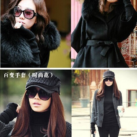 Cachemira falso mangas engrosadas mangas del brazo medio dedo estilo coreano largo guantes de lana otoño e invierno cálido