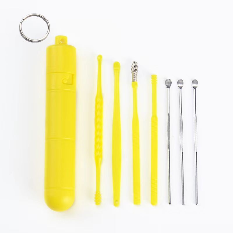Juego de limpiadores de oídos portátiles en existencia, juego de 6 piezas, limpiadores de oídos con resorte en espiral para el hogar, herramientas para limpiar los oídos.