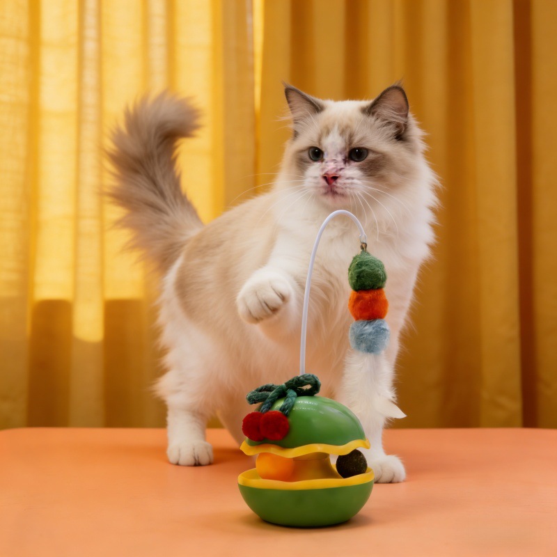 Juguete Tumbler con Plumas para Gatos de Plástico, Interactivo, para Interior
