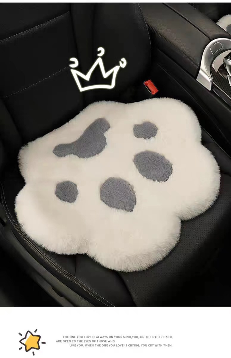 Car Seat Cushion Winter Plush Single Piece Ins Trendy Cat Paw Goddess Style Cute Warm Driver's Seat Cushion