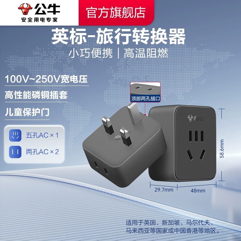 Estándar nacional del agujero redondo del zócalo de Bull al estándar europeo Estándar alemán Estándar británico Enchufe estándar americano de la conversión que carga la versión coreana y europea de Hong Kong de múltiples funciones