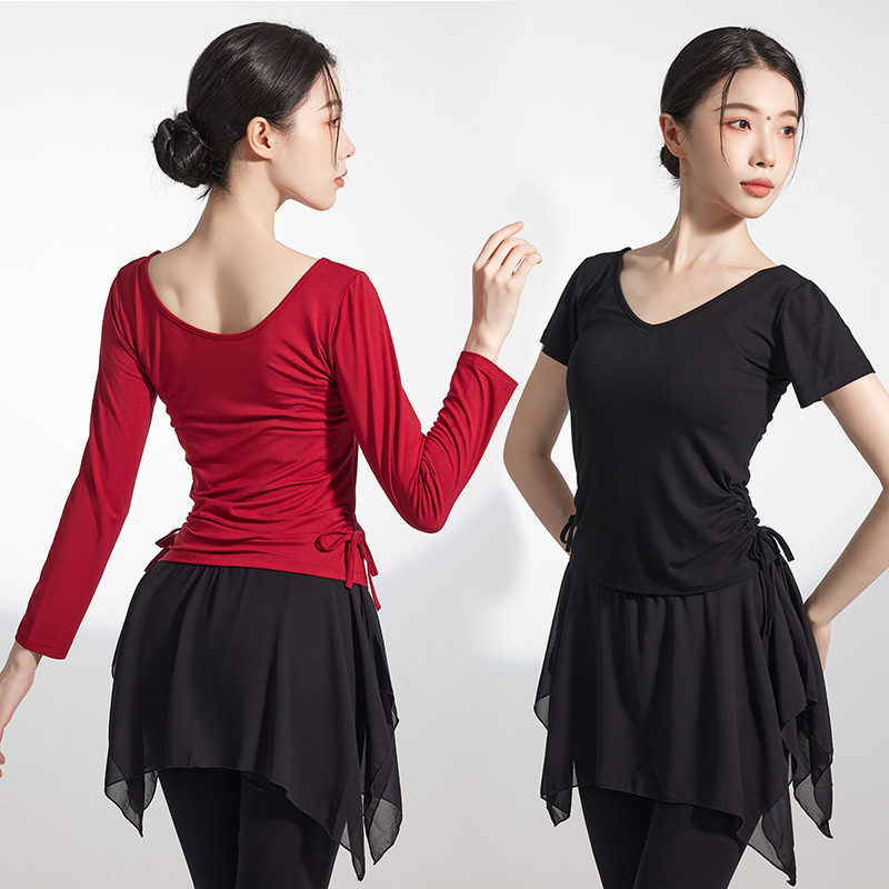 Dance wear top women's V-neck mid-sleeve slim fit modal body classical modern dance practice wear dance wear