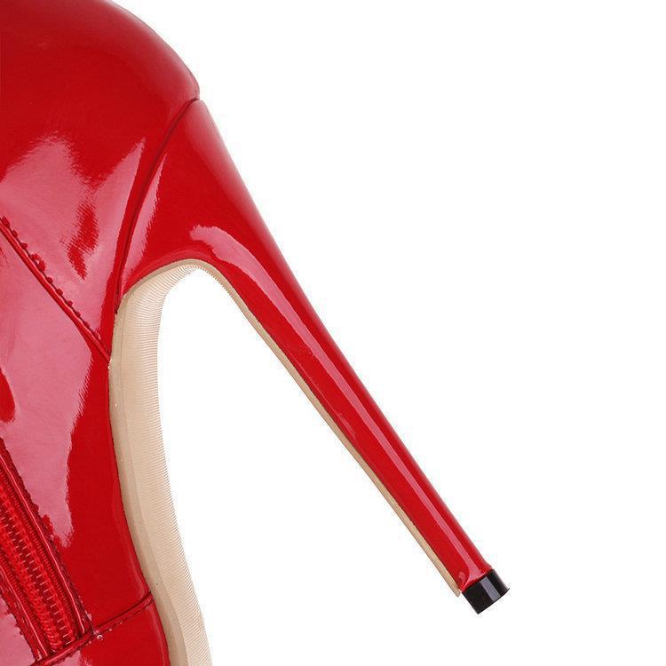 Over the knee boots Women's Red boots Shiny patent leather thigh-high boots Sexy Thigh boots pointy heels_voghion.com