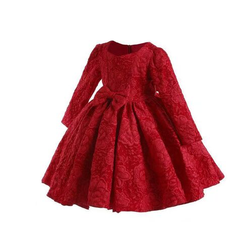 Girls 'dress, court style, small dress, children's bubble sleeves, bow dress, princess dress, cute performance dress