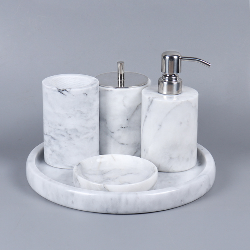 North European light luxury marble cream liquid shower gel home hotel high-end divided pressing bottle bathroom set of five