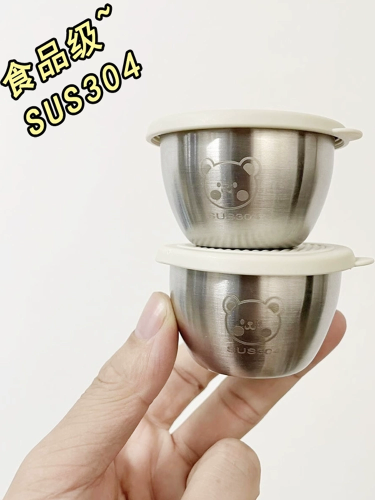 Мини-чашка для соуса из нержавеющей стали 304 с крышкой, бытовая коробка для замачивания, портативная уличная тарелка для приправ