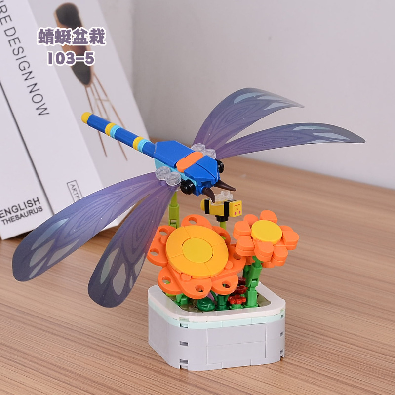 Diamante caballo mariposa libélula en maceta flores rompecabezas montado bloques de construcción adornos creativos 103f Navidad Año Nuevo regalo de Año Nuevo