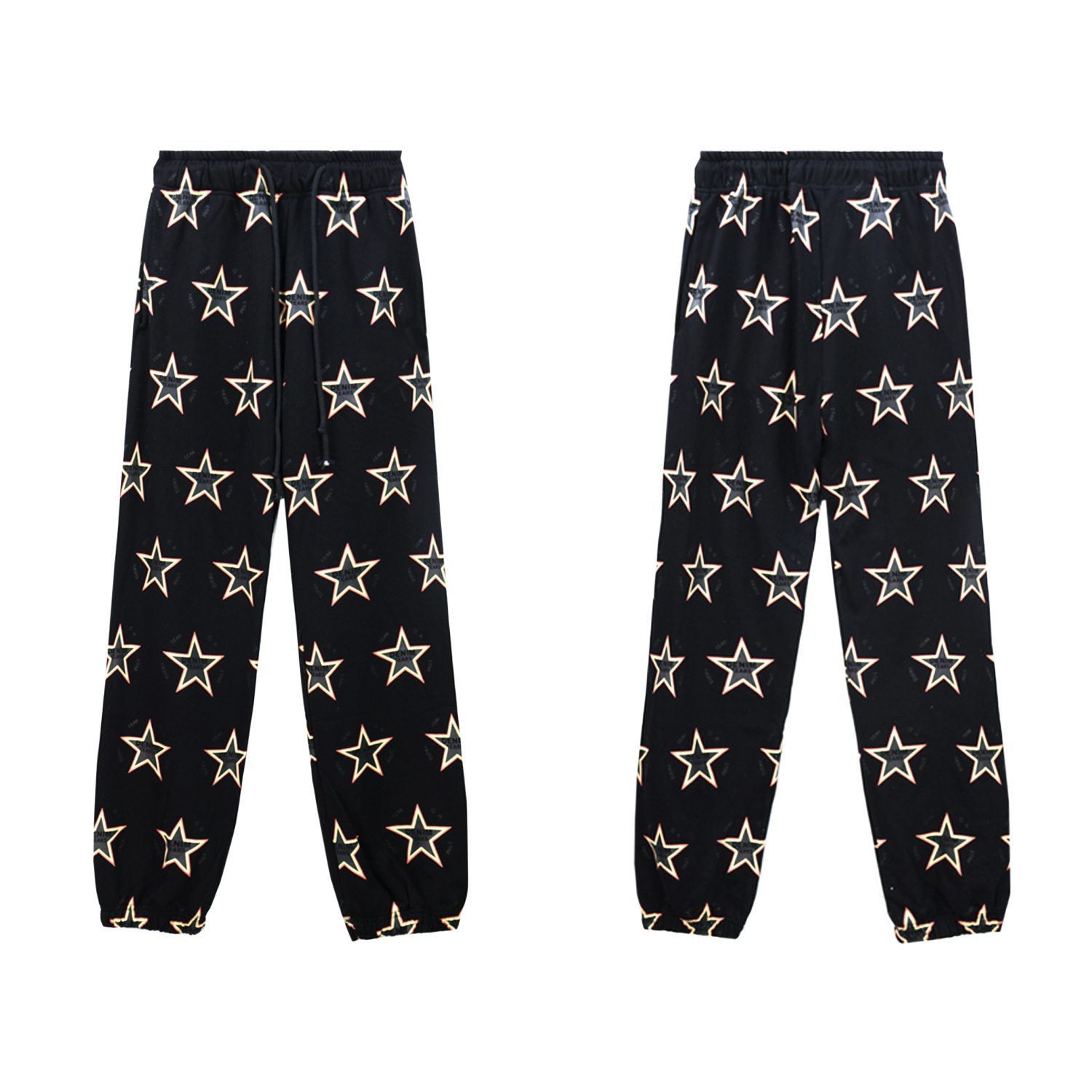Men's Clothing fashion brand D.T Kapok full print five pointed star hooded sweatshirt trousers men and women sports suit_voghion.com