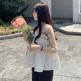 韩版chic春季气质衬衫女2023新款外穿宽松娃娃衫吊带背心衬衣上衣