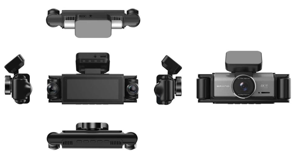 Cross-border four-camera dashcam 4K high-definition night vision wide-angle GPS reversing camera WIFI dashcam