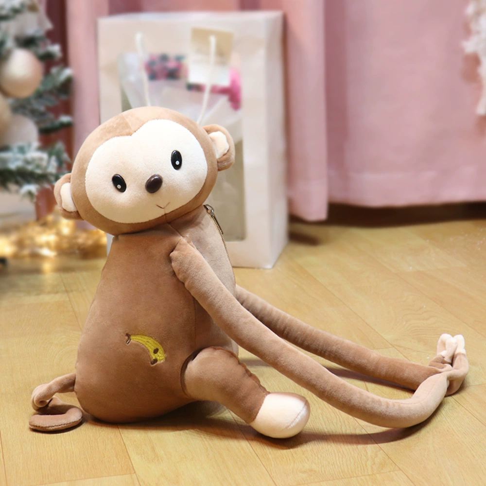 Изготовленная на заказ кожаная Обезьяна Плюшевая Кукла рюкзак милый мультфильм обезьяна молния сумка через плечо Детская плюшевая игрушка сумка