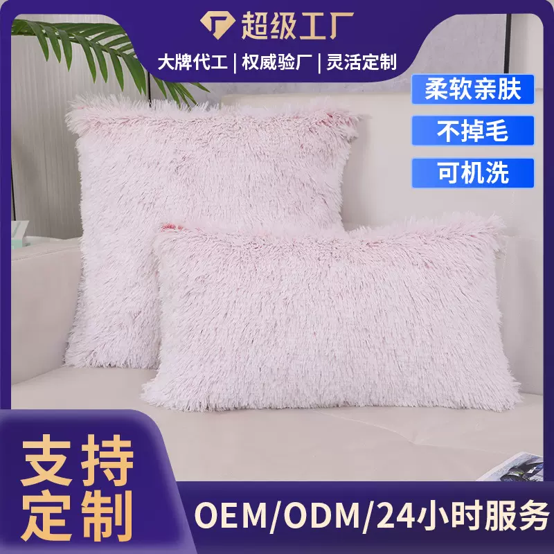 跨境卧室客厅沙发抱枕套直供加密绒多尺寸定制不掉毛靠垫套可机洗