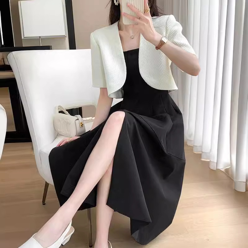 creamy-white French Fashion Short-sleeved Suit Jacket Women's 2024 Summer New High-end Slim Elegant Short Suit