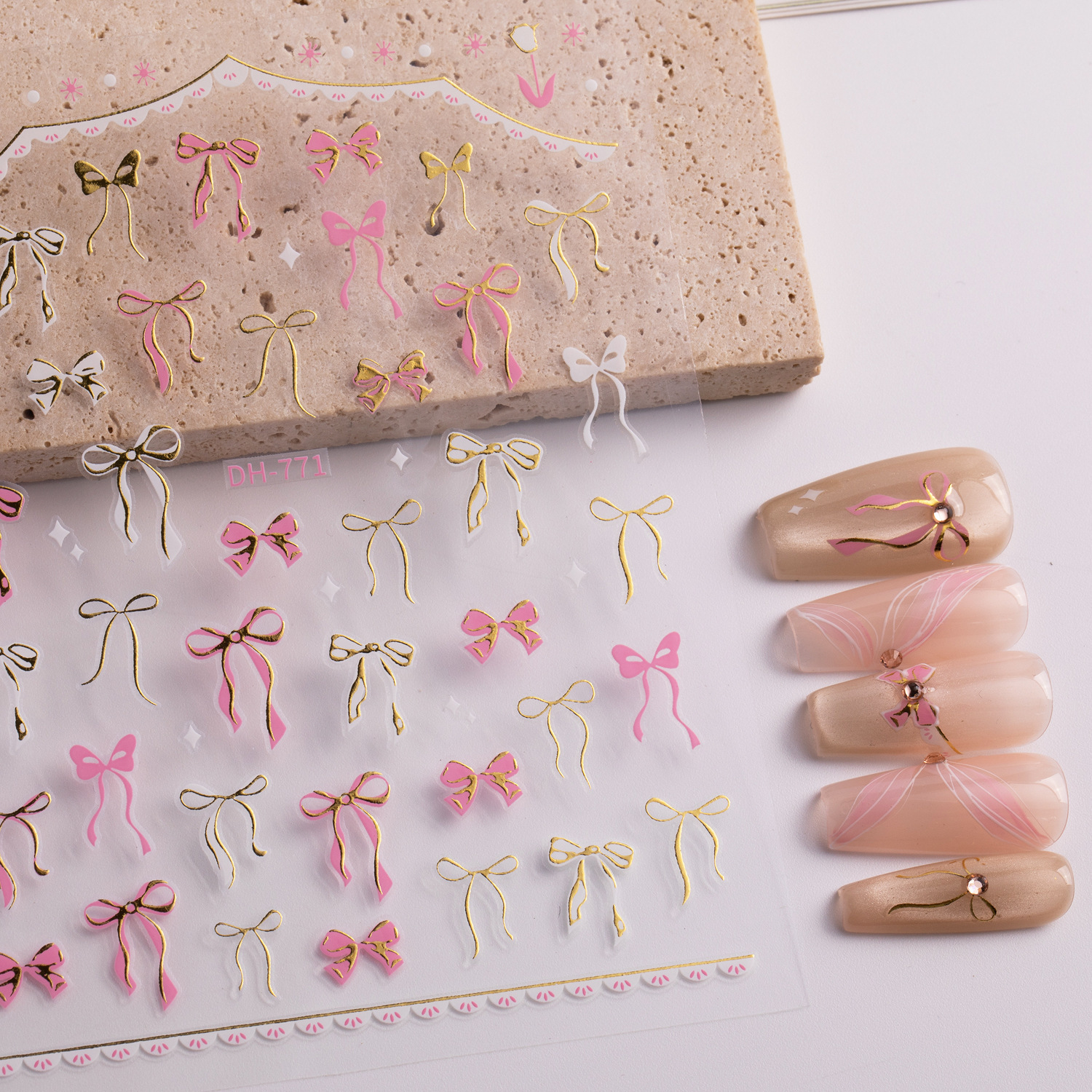 Ins Bronzing Bow Stereo Nail Art Sticker Advanced Sense Bow Nail Art Sticker Bronzing Series DH771