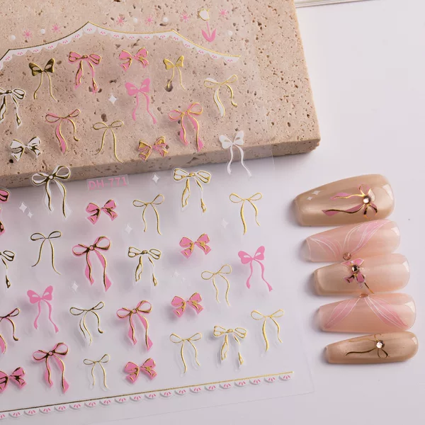 Ins Bronzing Bow Stereo Nail Art Sticker Advanced Sense Bow Nail Art Sticker Bronzing Series DH771