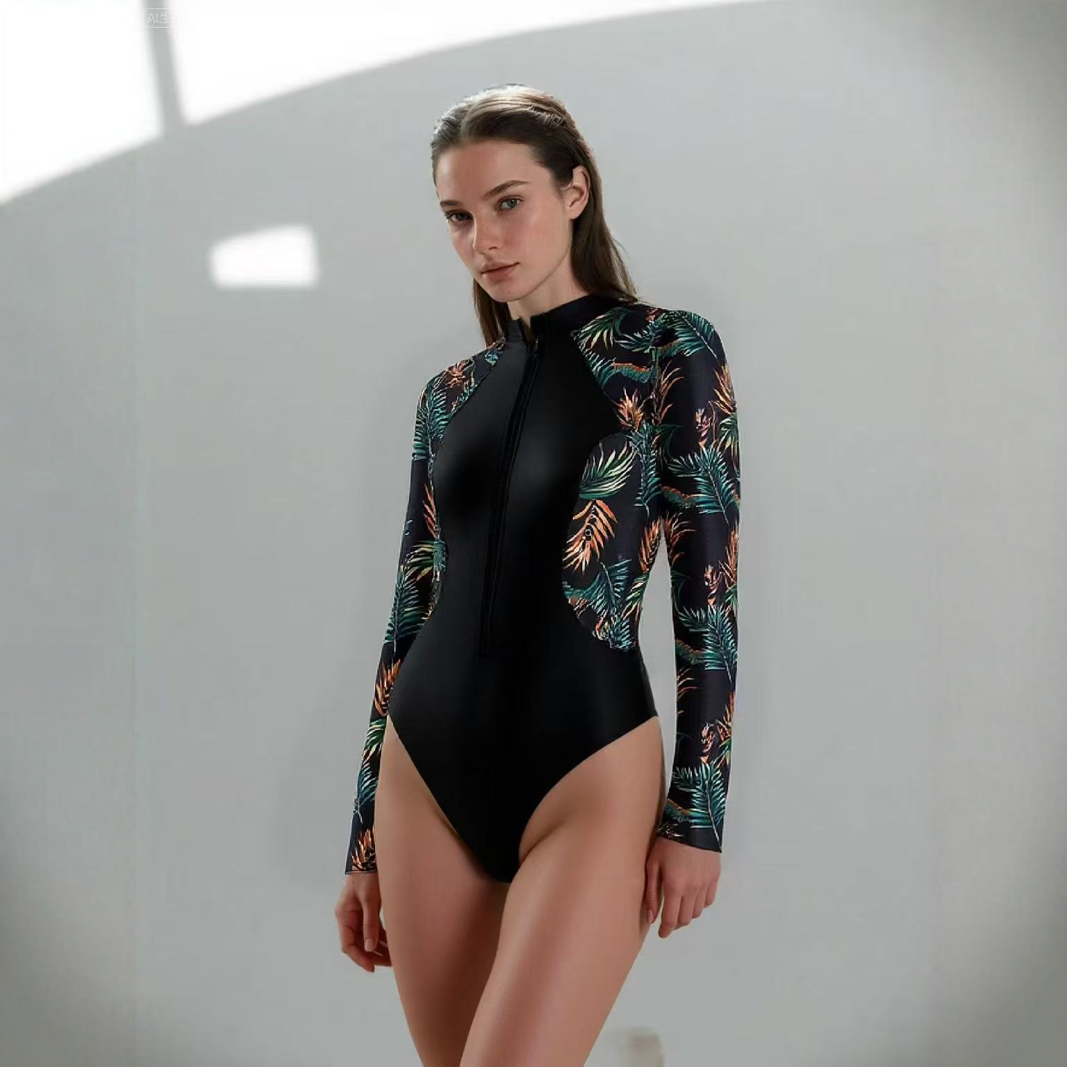 2025 Amazon Cross-Border European and American Export One-Piece Long-Sleeved Surfing Suit Sun Protection Women's Swimsuit Wetsuit Swimsuit Women