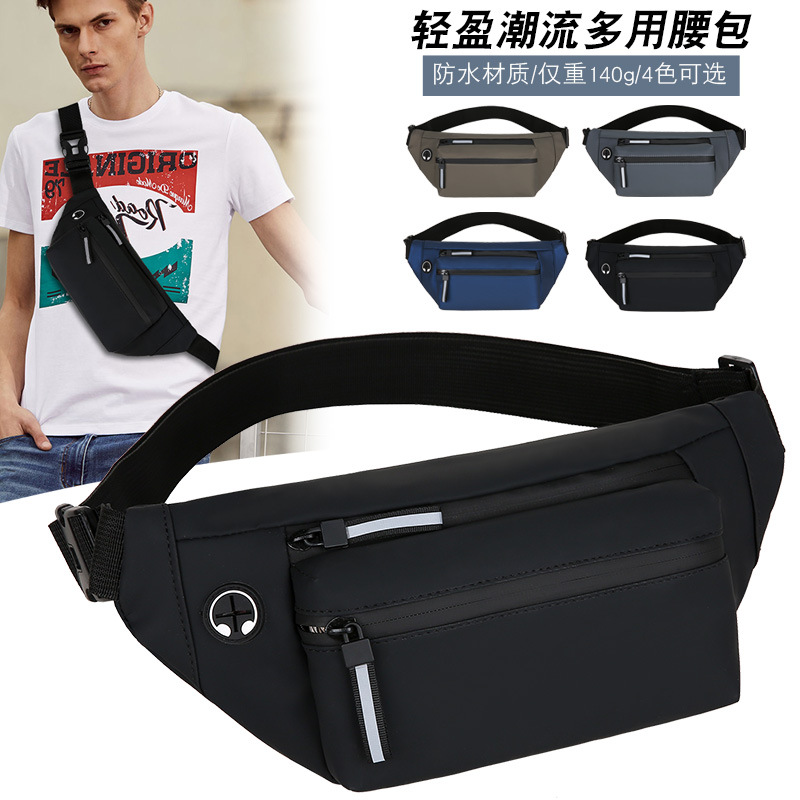Bolso de la cintura del teléfono móvil de los hombres puesto Negro Bolso de pecho impermeable ocasional de los hombres al aire libre corriendo deportes crossbody bolsa comercio exterior