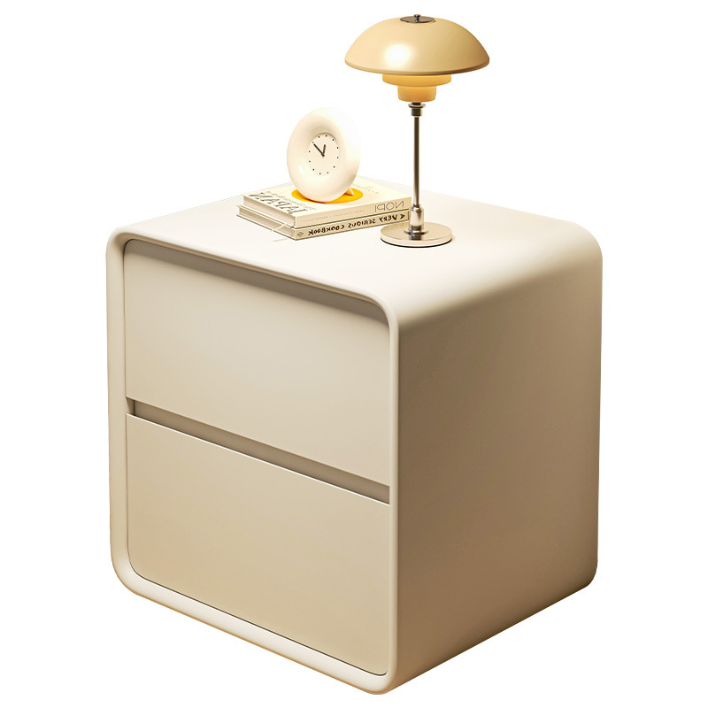 Luz de mesita de noche de lujo Alto sentido pequeño Gabinete lateral de madera maciza simple moderno gabinete de almacenamiento de dormitorio creativo de viento crema