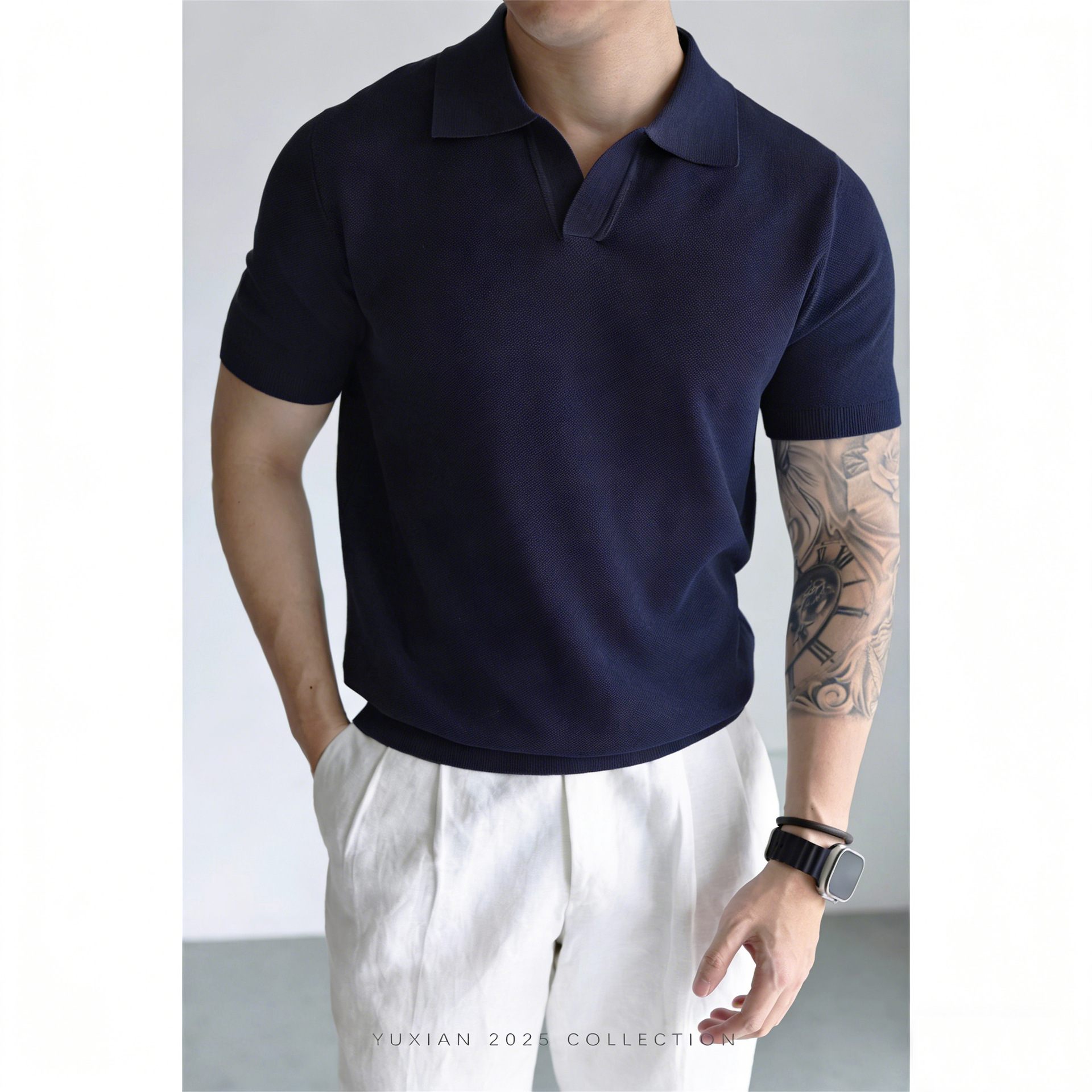 Polo camiseta de cuello V camiseta de manga corta hombre gaviota de negocios de verano camiseta de hielo comercio exterior al por mayor transfronterizo image 11