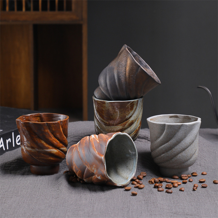 Vintage Ceramic Coffee Cup Kiln-fired Rustic Pottery Mug_voghion.com