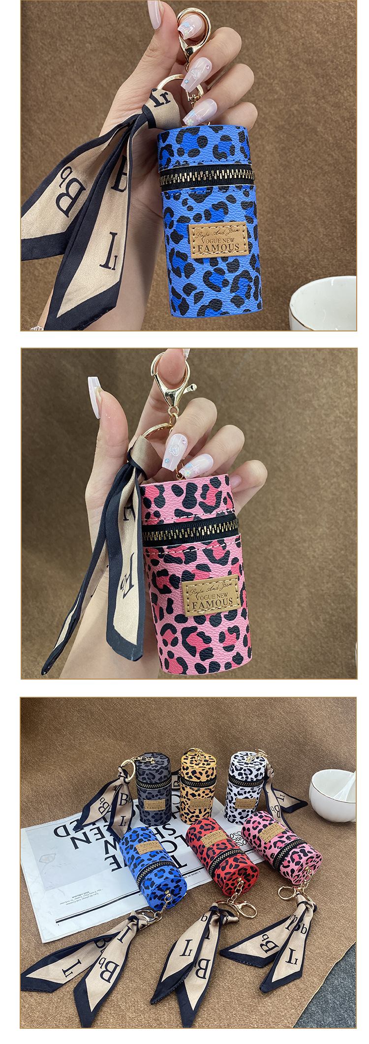 Leopard Pattern All Seasons Season Unisex Gender Casual, Cute Style Cylindrical Shape Unisex Leopard Pu Leather Zipper Coin Purses