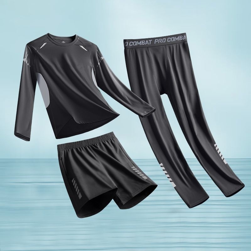 Men's swimsuit set, sun-protective long-sleeve long-pants diving suit, adult swimming equipment, jellyfish surfing clothing, beach swim trunks