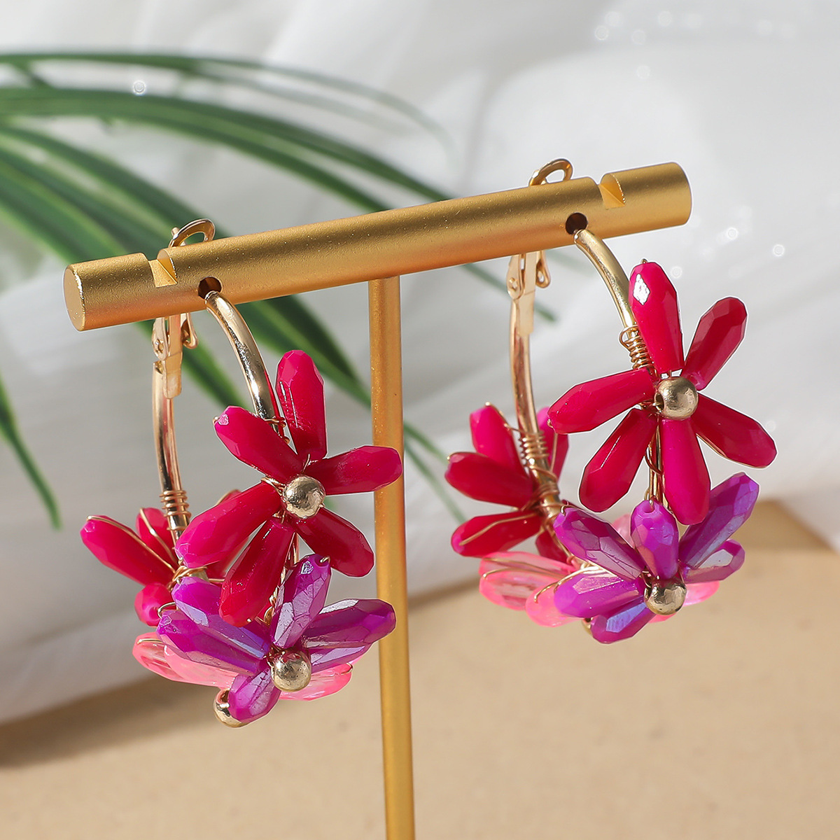 20g Weight 304 Stainless Steel Ear Needle Material Earrings Classification 1 Pair Quantity Holiday, Travel Occasion Artificial Crystal Material Flower Pattern All Seasons Season Women's Gender Vacation, Classic Style Style 1 Pair Vacation Classic Style Flower Artificial Crystal Earrings 9