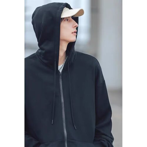 Stylish Men's Hooded Sweatshirt 2025 New Fashion Brand Zipper Sport Heavyweight Large Grey Jacket for Men