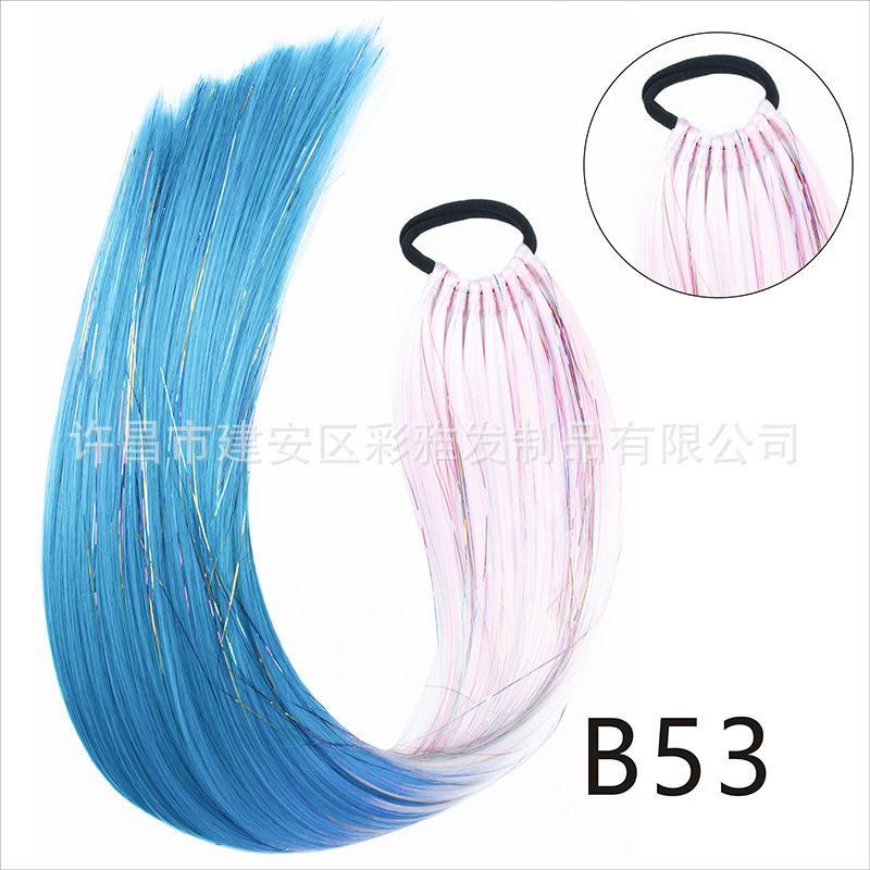 Comercio exterior transfronterizo láser de fibra química colorida cola de caballo 24 pulgadas trenzada de nueve hebras extensión de cabello cola de caballo simple y rápida