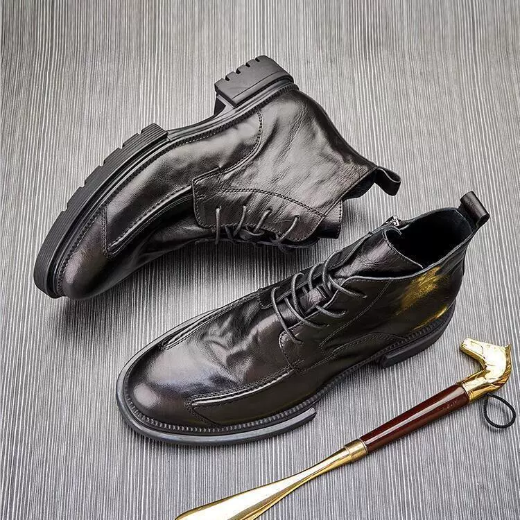 Мужская обувь из натуральной кожи с высоким верхом Мартин сапоги в британском стиле