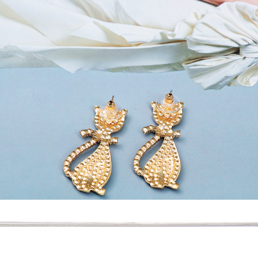Fashion Cat Alloy Rhinestones Womenu0027S Ear Studs 1 Pair