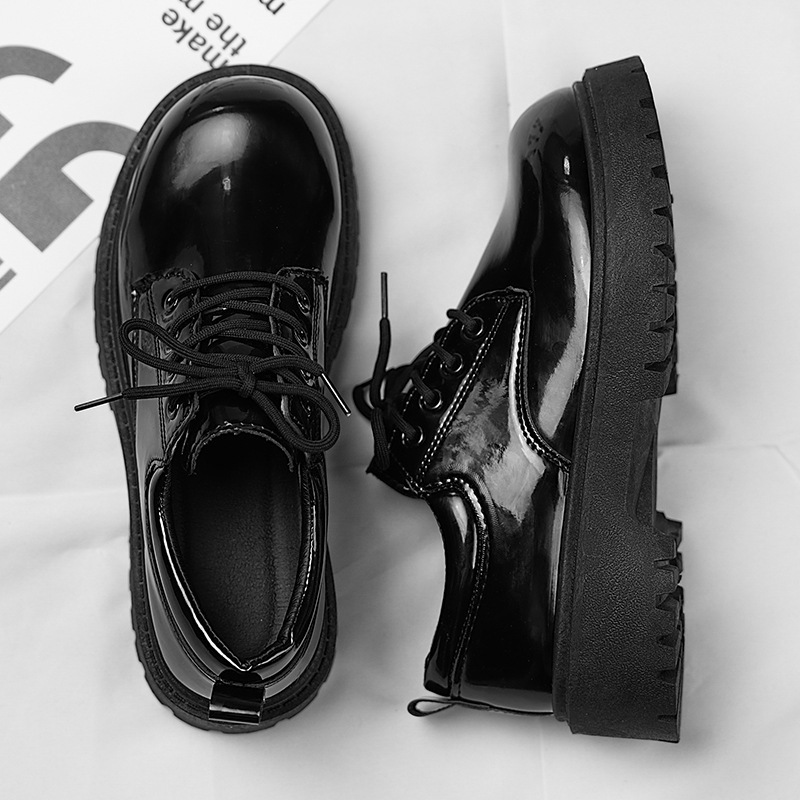 Nuevos zapatos de cuero para hombres de otoño vestido de negocios británico derby gran cabeza casual piel clara cara brillante negro puro zapatos de desfile