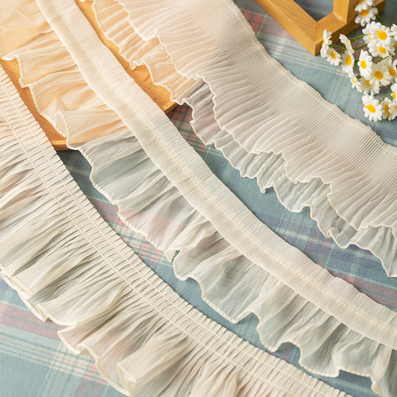 9-12cm beige crinkle soft chiffon lace clothing women's neckline cuff decorative lace accessories