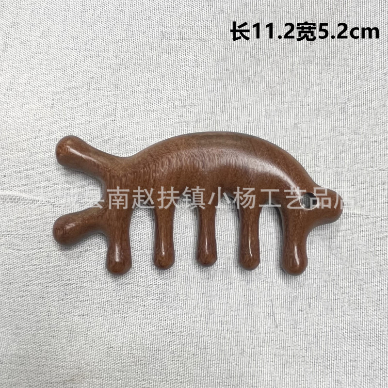 紫檀緑檀木櫛頭五歯円球経絡櫛頭皮首金糸檀木マッサージ櫛卸売り|undefined