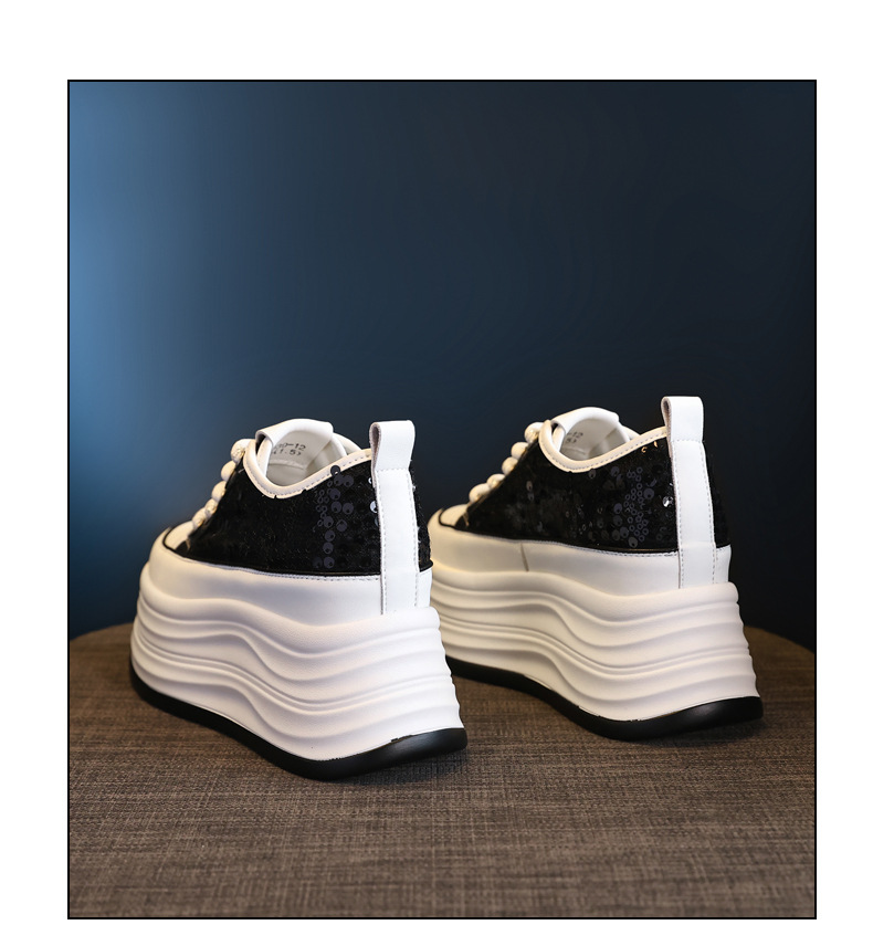 Giày sneaker nữ đế dày lót lưới thoáng khí phối sequin trắng dễ phối đồ — Màu đen chi tiết 20