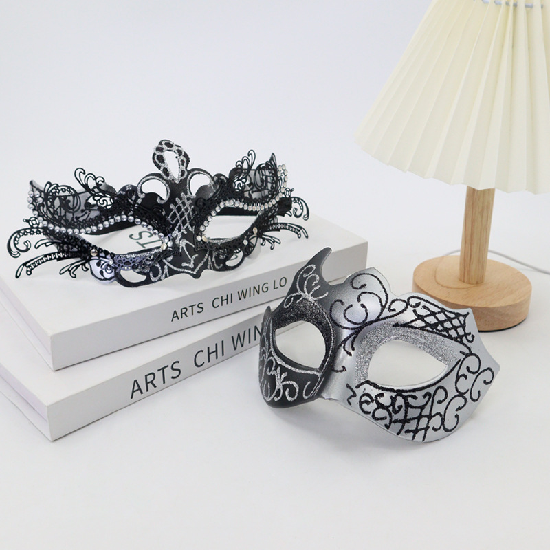 Halloween nueva corona de diamantes pareja baile máscara media cara set fiesta misteriosa disfraz