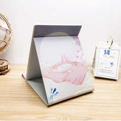 Portable lighting mirror with foldable LED, desktop mirror with built-in light, travel travel light, compact desk mirror, simple Ficus design