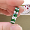 Fashionable square wedding ring, silver 925 sample, on index finger