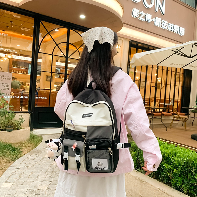 2025新型学生カバン女子韓国版中高生カバン軽やかな日本式大容量の色合わせリュックサック|undefined