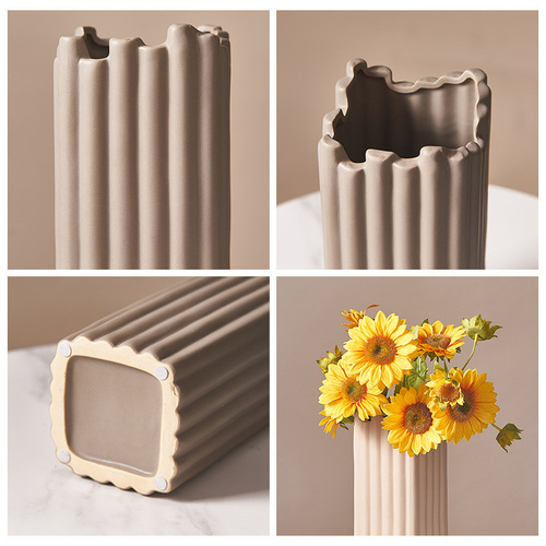 Nordic minimalist modern ceramic vase living room coffee table TV stand bedroom sample room decoration piece artificial flower decoration