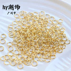 保色 14K 包金开口圈单圈项链手链收尾连接材料圈手工diy饰品配件