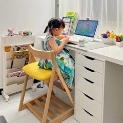 厳選されたファロロ子供用学習机、無垢材学習椅子、家庭用椅子、ベビーチェア、高さ調節可能なダイニングチェア